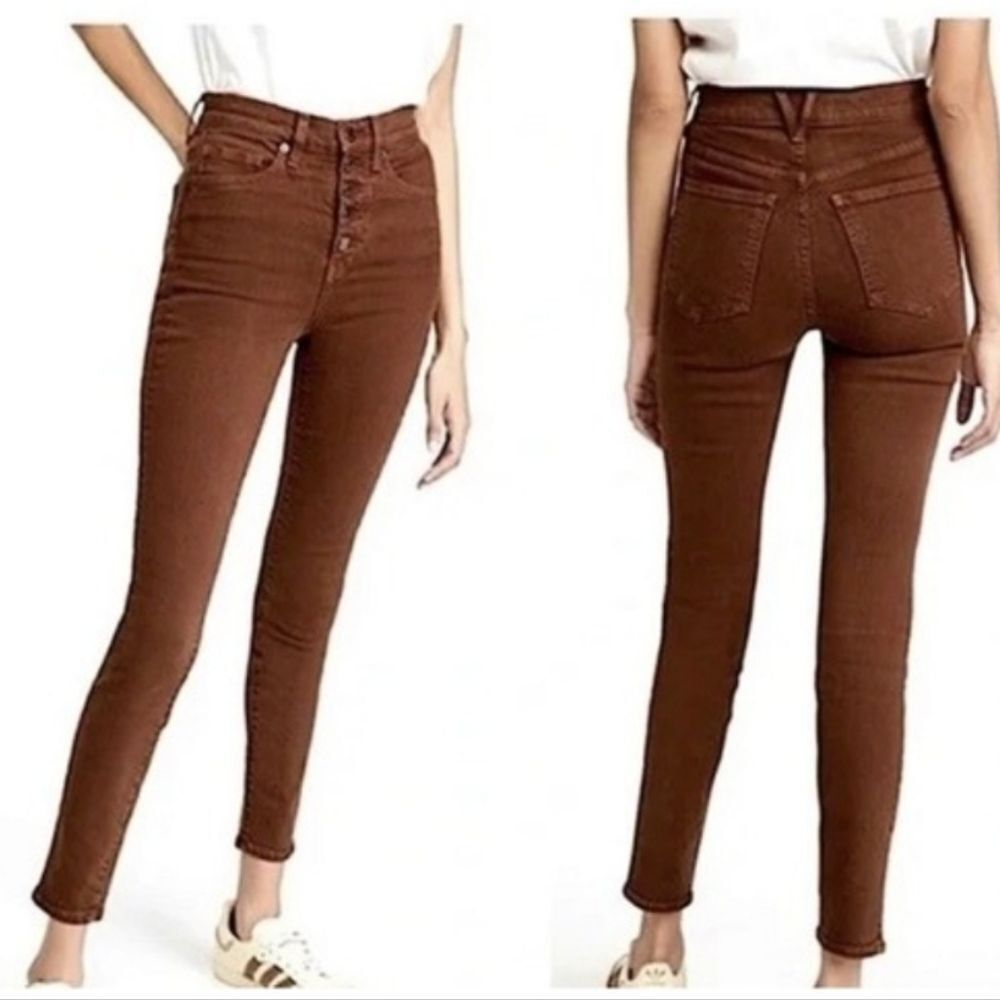 Veronica Beard Maera Skinny High Rise Jeans in Brown Stone Sz 26